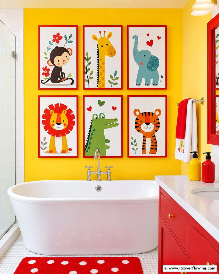 Whimsical Cartoon Art - 30 Bathroom Art Ideas to Elevate Your Walls with Personality