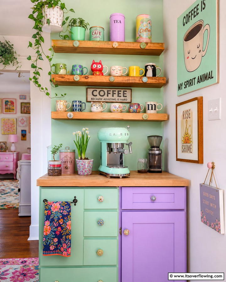 Whimsical Coffee Station - 21 Functional Coffee Station Ideas for Kitchen or Office