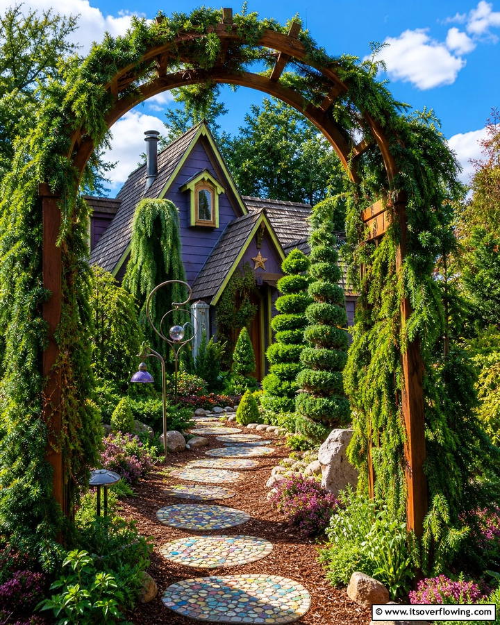 Whimsical Evergreen Enclave - 30 Front Yard Evergreen Landscaping Ideas for Year-Round Beauty