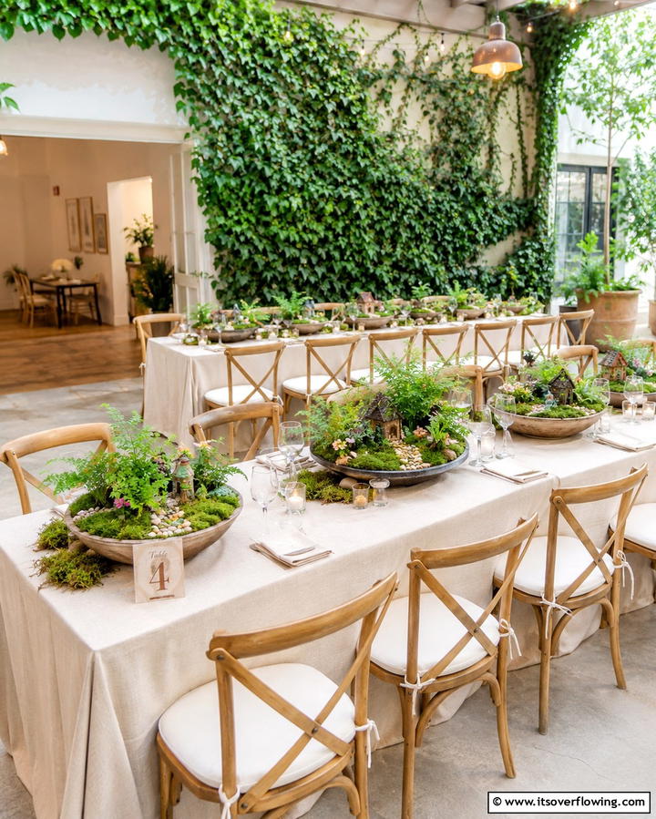 Whimsical Fairy Garden Scenes - 30 Rehearsal Dinner Centerpiece Ideas for Memorable Nights