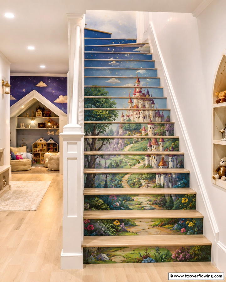 Whimsical Fairy Tale Theme - 25 Painted Stair Ideas to Transform Your Home