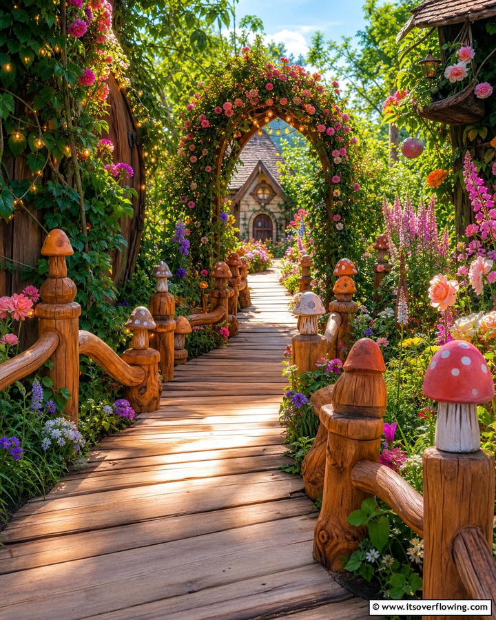 Whimsical Fairytale Path - 30 Wooden Walkway Ideas for Gardens and Outdoor Paths