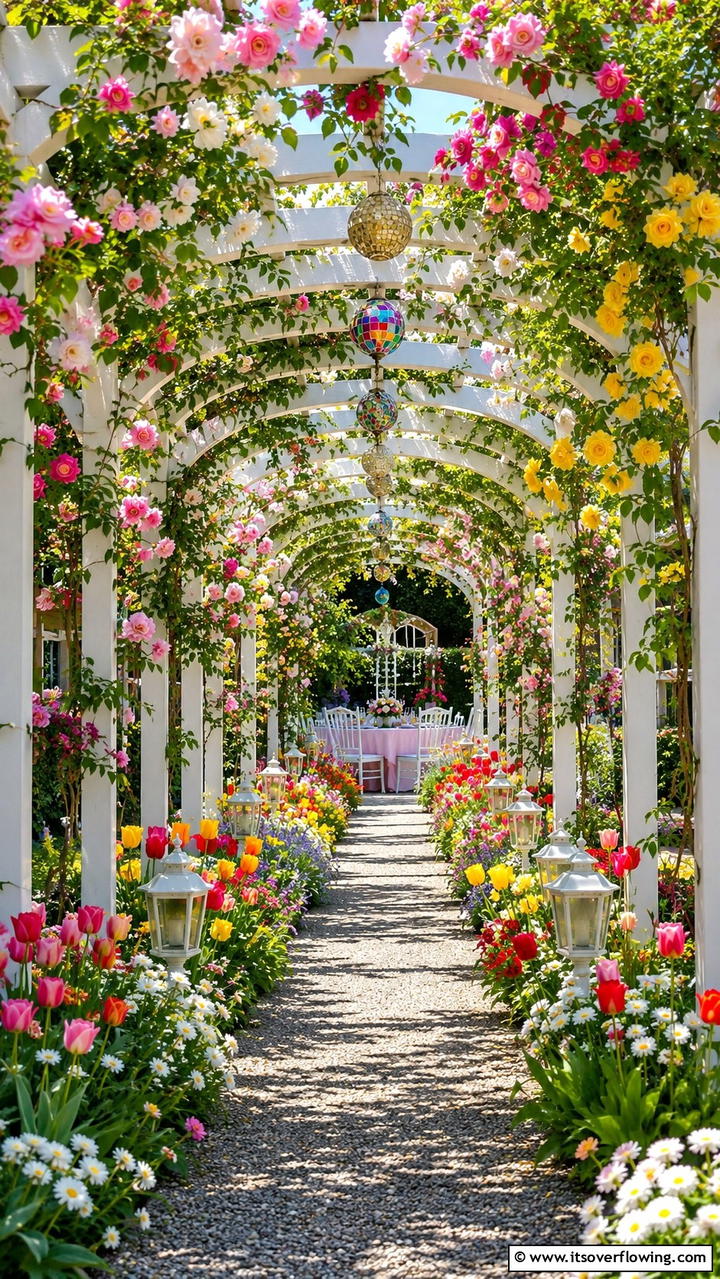 Whimsical Flower Lined Walkway - 30 Covered Walkway Ideas for All-Weather Charm
