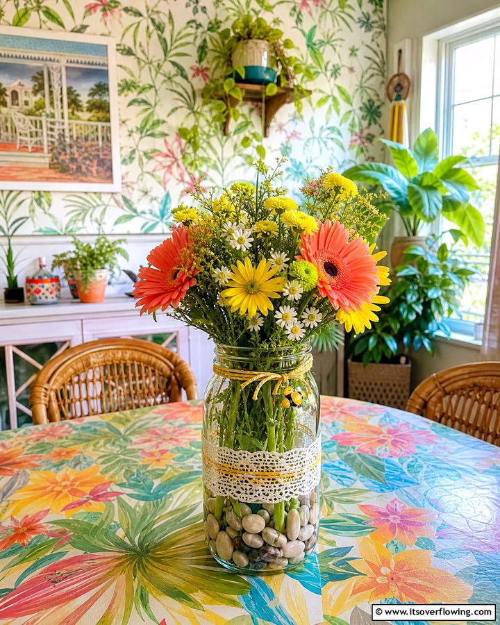 Whimsical Garden Delight - 30 Charming Mason Jar Centerpiece Ideas for Every Season