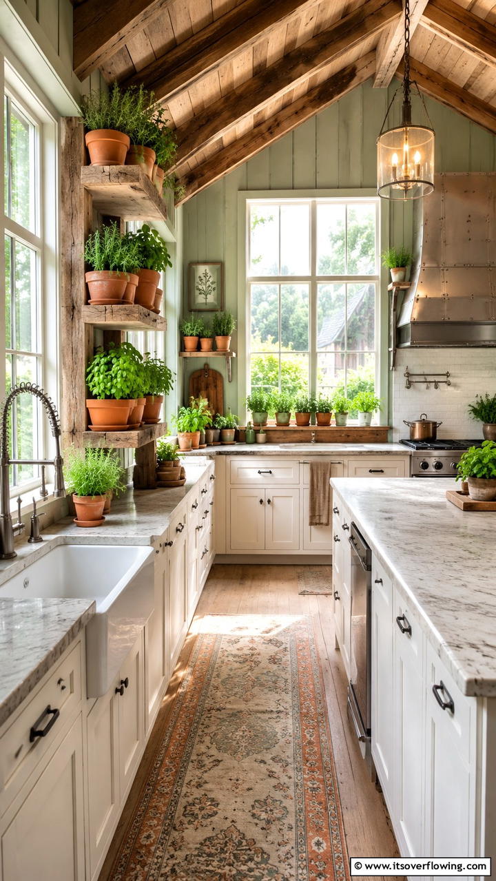 Whimsical Garden Herb Nook - 30 Cabin Kitchen Ideas- Rustic and Cozy Cooking Spaces