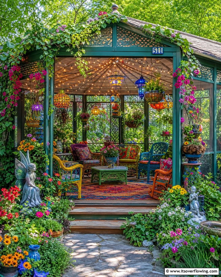Whimsical Garden Retreat - 21 Screened-in Porch Ideas for Year-Round Outdoor Living