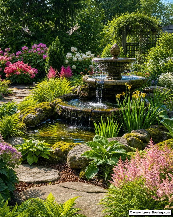 Whimsical Garden Water Feature - 21 Cottage Garden Ideas Full of Whimsical Blooms