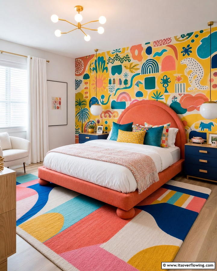 Whimsical Pattern Play - 21 Stunning Bedroom Wallpaper Ideas to Elevate Your Sanctuary