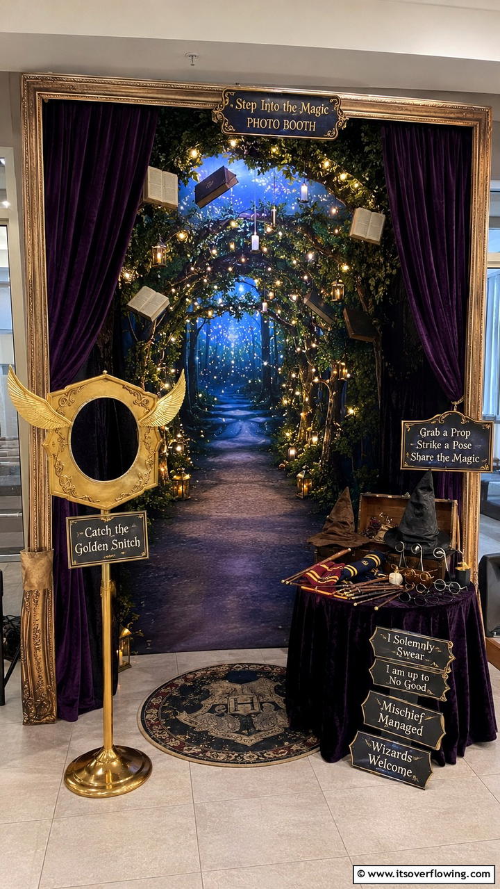 Whimsical Photo Booth Setup - 30 Harry Potter Wedding Ideas- Enchanting Themed Celebrations