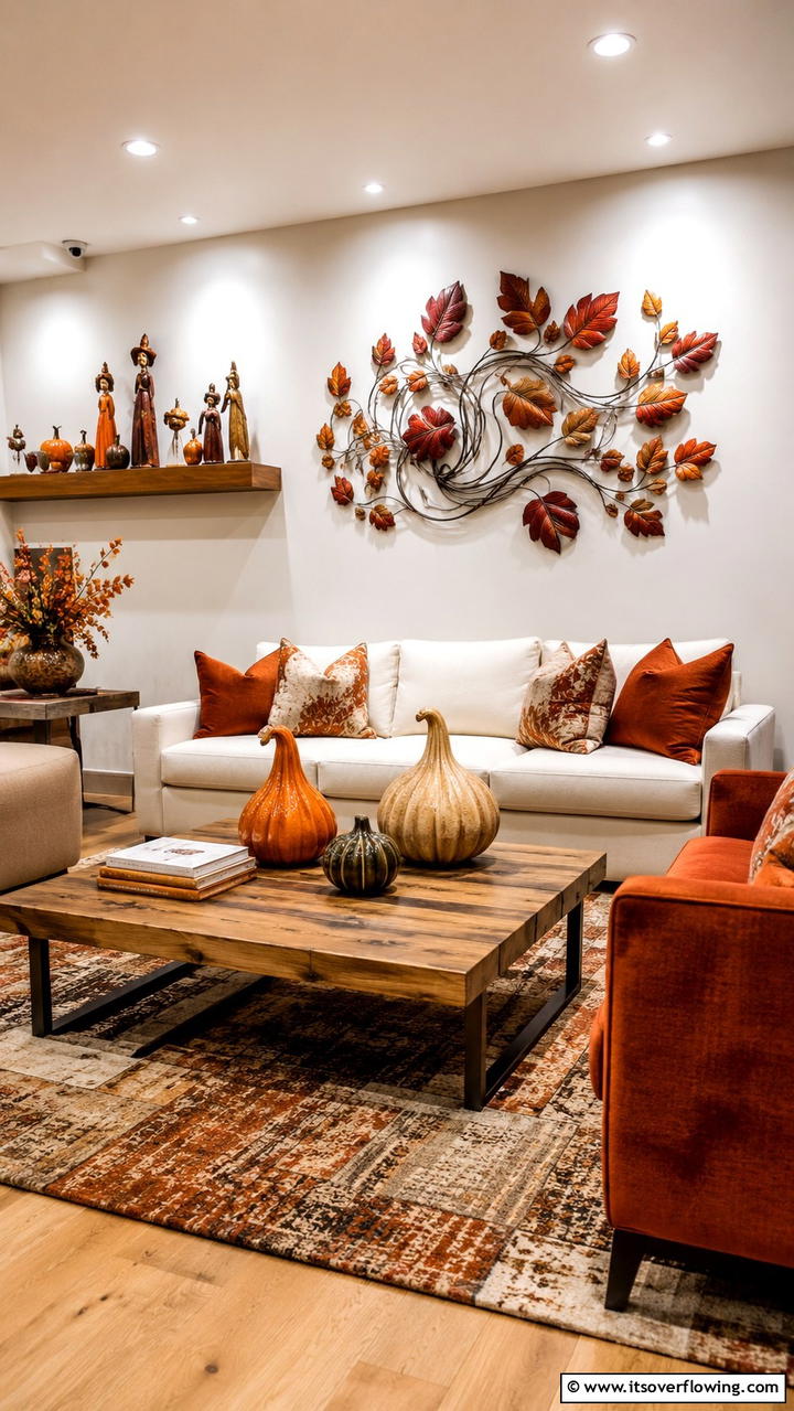 Whimsical Seasonal Sculptures - 30 Cozy Fall Living Room Ideas to Embrace Autumn Vibes