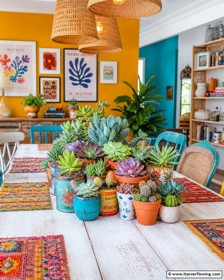 Whimsical Succulent Garden - 21 Dining Table Centerpiece Ideas for Every Season