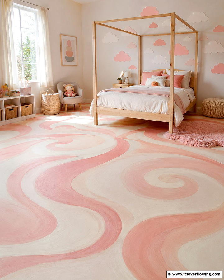 Whimsical Swirls - 25 Painted Floor Ideas to Revitalize Your Home
