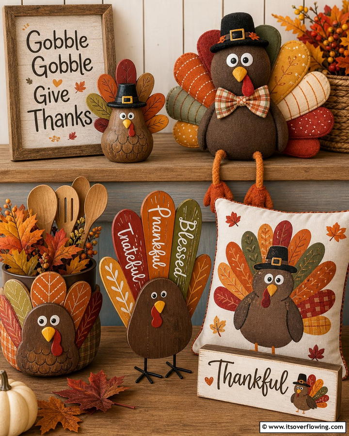Whimsical Turkey Accents - 21 Charming Thanksgiving Decoration Ideas for a Festive Home