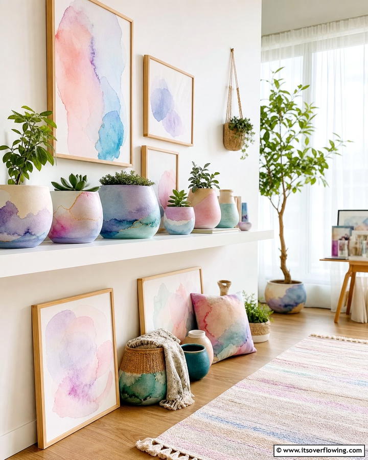 Whimsical Watercolor Wonders - 21 Painted Pot Ideas for Creative Plant Container Makeovers