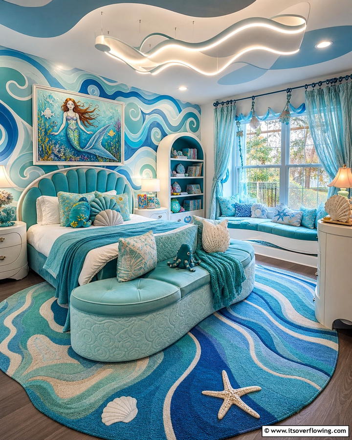 Whimsical Waves - 30 Enchanting Mermaid Bedroom Ideas for a Whimsical Retreat