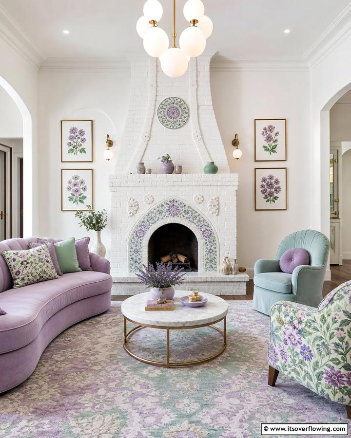 Whimsical White Brick Artistry - 30 White Brick Fireplace Ideas for Timeless Living Rooms