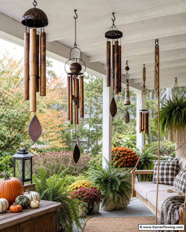 Whimsical Wind Chimes - 21 Fall Porch Decor Ideas for a Warm Autumn Welcome
