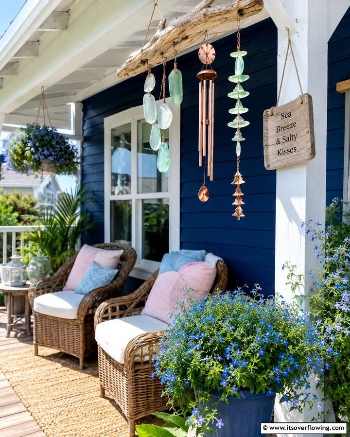 Whimsical Wind Chimes - 30 Small Front Porch Ideas to Boost Curb Appeal