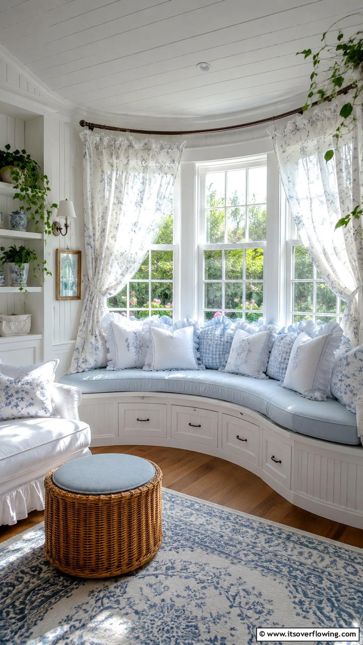 Whimsical Window Seat - 30 Cottage Living Room Ideas for Cozy Home Spaces