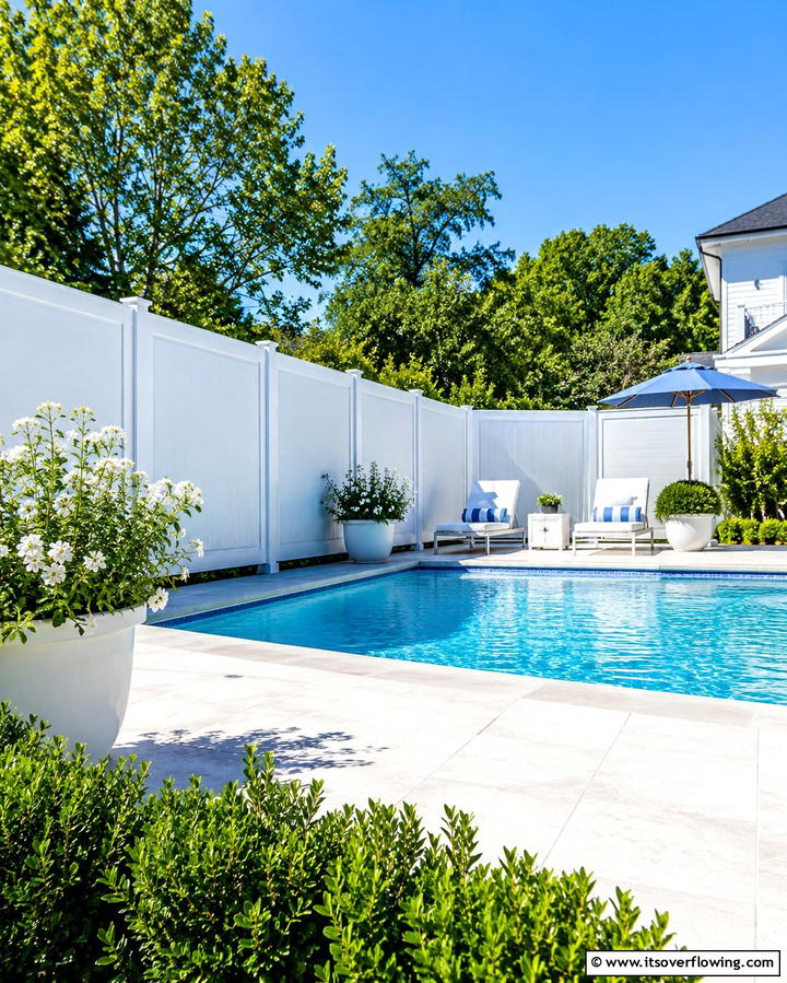 White Aluminum Fence with Privacy Panels - 20 White Privacy Fence Ideas for a Classic Look