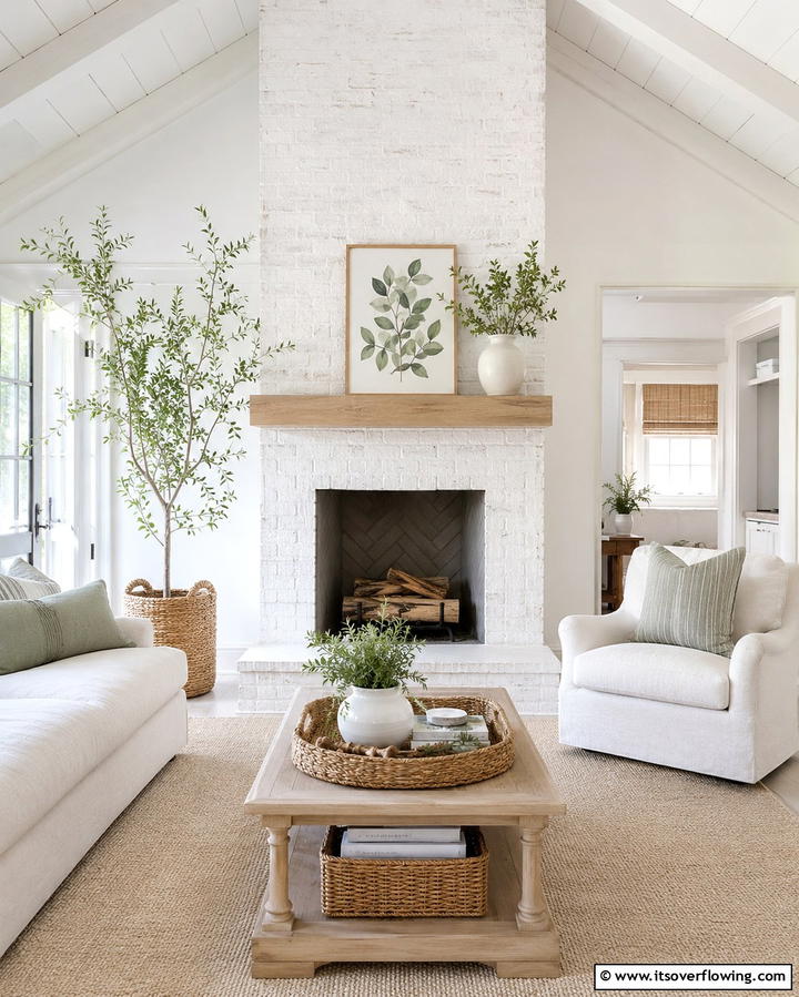 White Brick Fireplaces for a Bright Airy Look - 25 Rooms With Fireplaces and Vaulted Ceilings