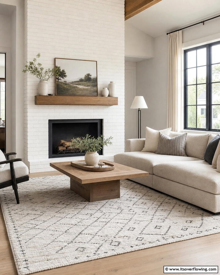 White Brick Surround for Timeless Appeal - 20 Scandinavian Fireplace Ideas for Cozy Homes