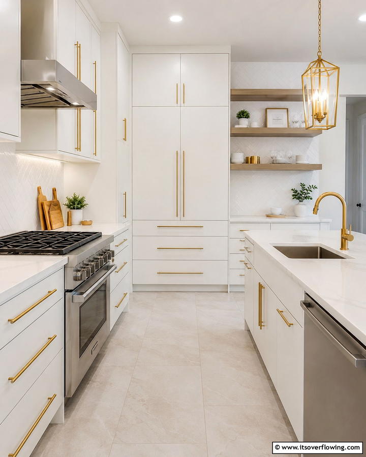 White Cabinets with Gold Bar Handles - 20 White Kitchen Cabinets With Gold Hardware Ideas