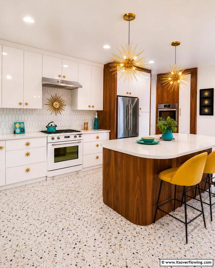White Cabinets with Gold Starburst Knobs - 20 White Kitchen Cabinets With Gold Hardware Ideas