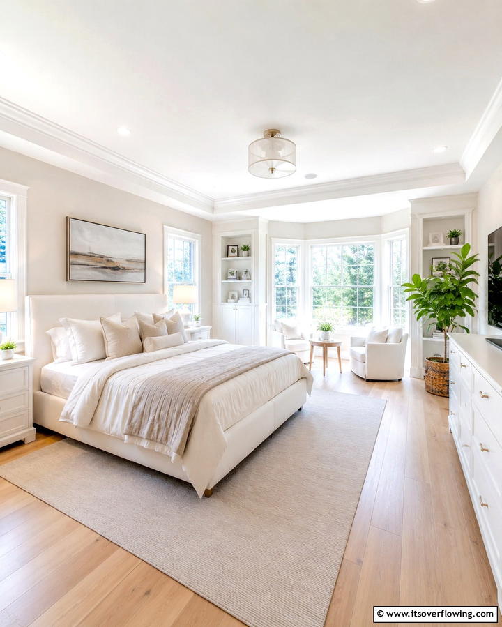 White Ceiling for a Spacious Feel - 20 White and Cream Bedroom Ideas for a Serene Retreat