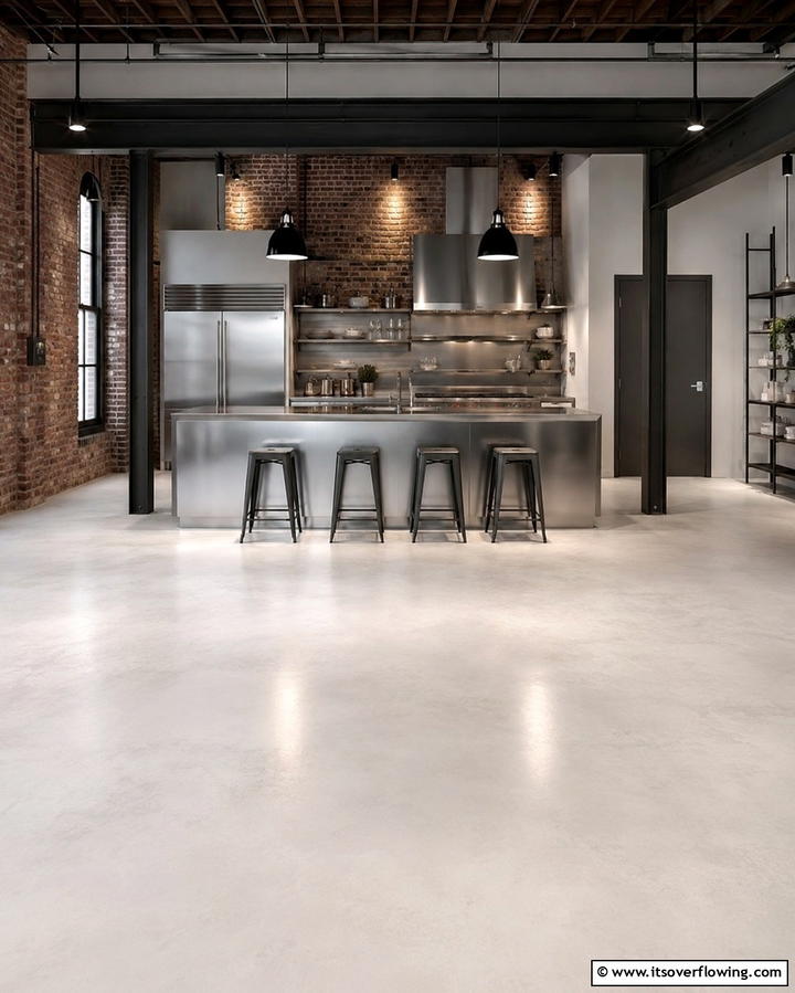 White Concrete Flooring - 25 White Kitchen Floor Ideas for a Bright Space