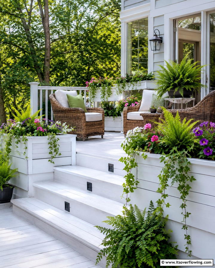 White Deck with Accent Colors - 25 White Deck Ideas for a Stunning Outdoor Space