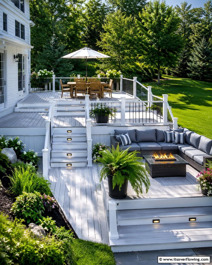 White Deck with Built In Planters - 25 White Deck Ideas for a Stunning Outdoor Space