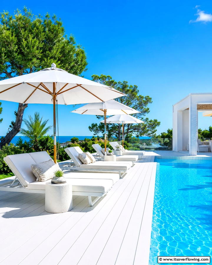 White Deck with Water Feature - 25 White Deck Ideas for a Stunning Outdoor Space