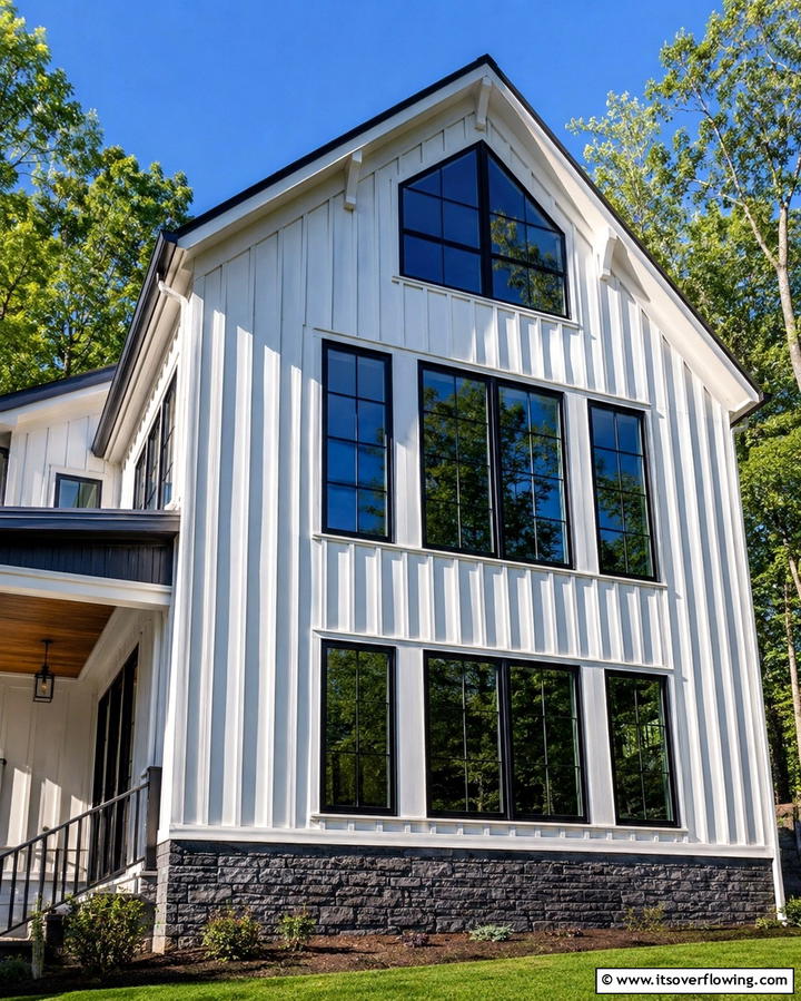 White Farmhouse with Black Picture WindowsExact - 25 White Farmhouse with Black Windows Ideas