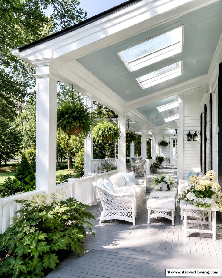 White Farmhouse with Wrap around Porch and Skylights - 20 White Farmhouse With Wrap-around Porch Ideas