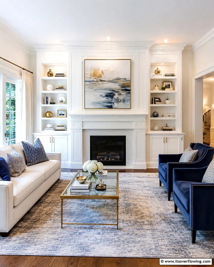 White Fireplace Mantel - 25 White Living Room Ideas for a Timeless Look