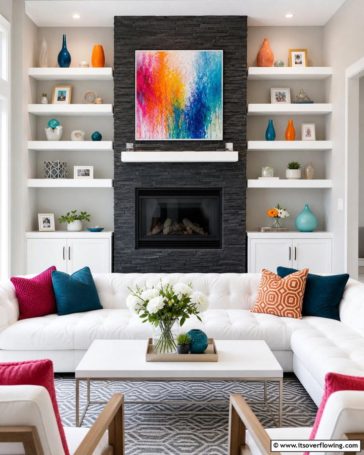 White Floating Shelves for a Bright and Airy Look - 20 Fireplace Floating Shelves Design Ideas for Cozy Homes
