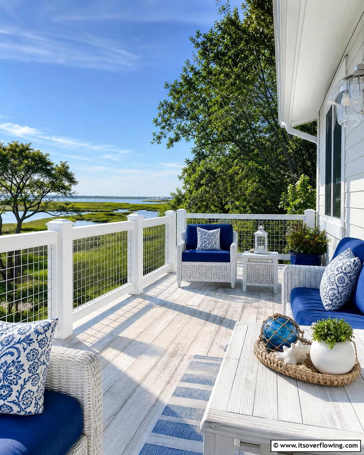 White Framed Hog Wire Railing - 20 Hog Wire Deck Railing Ideas for Rustic Charm