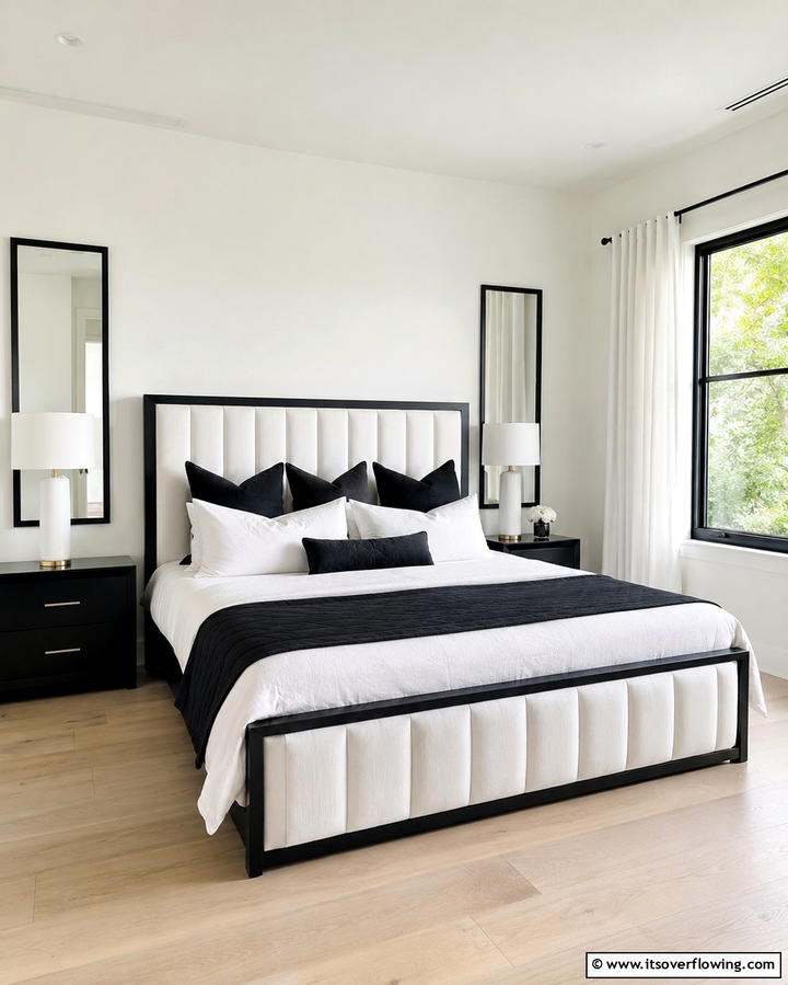 White Furniture with Black Trim - 25 Black and White Bedroom Ideas for a Timeless Design