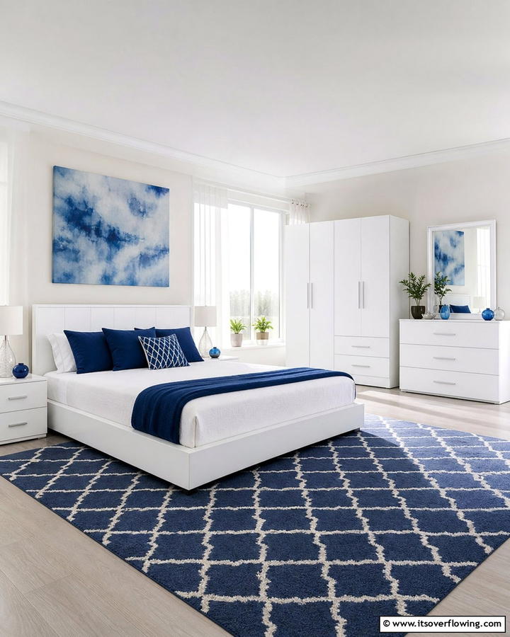 White Furniture with Blue AccentsExact - 25 Blue and White Bedroom Ideas for a Calming Space