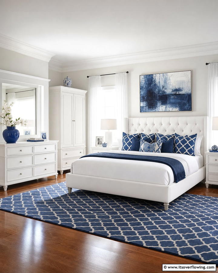 White Furniture with Blue AccentsOne - 25 Blue and White Bedroom Ideas for a Calming Space