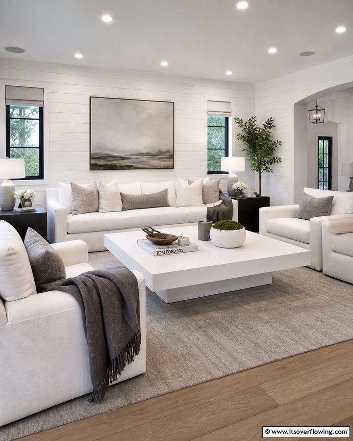 White Furniture with Grey Accents - 25 Grey and White Living Room Ideas for Modern Homes