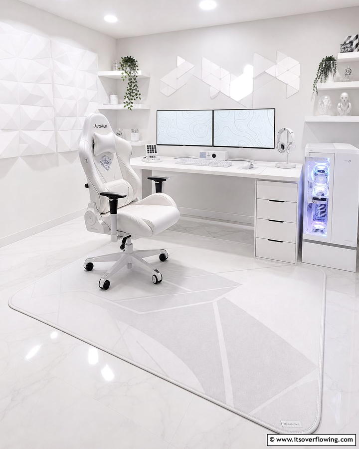 White Gaming Chair Mat - 25 All White Gaming Setup Ideas for a Sleek Look