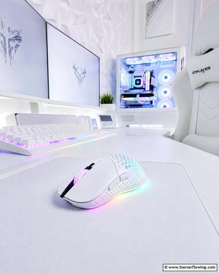 White Gaming Mouse with RGB - 25 All White Gaming Setup Ideas for a Sleek Look