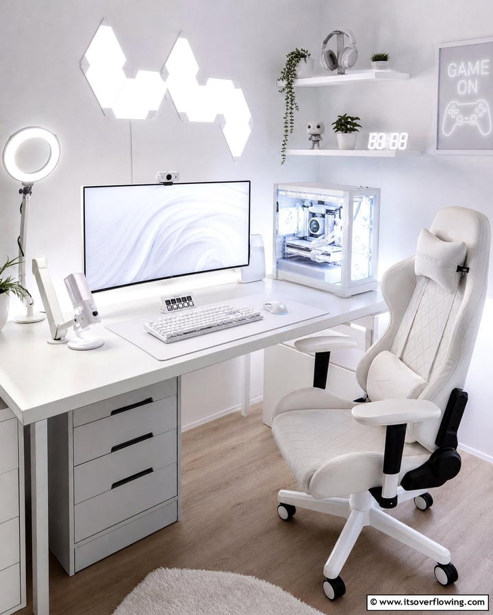 White Gaming Webcam - 25 All White Gaming Setup Ideas for a Sleek Look