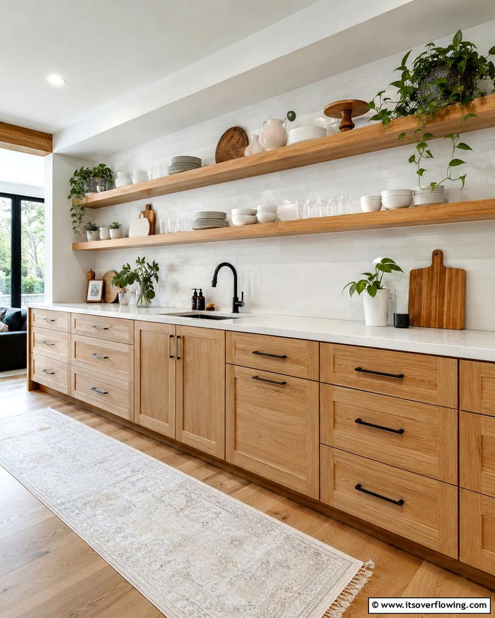 White Oak Cabinets with Open Shelving - 30 White Oak Cabinet Kitchen Ideas for Timeless Style