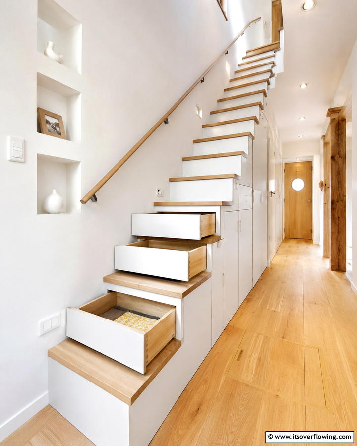 White Oak Stairs with Built In Storage - 20 White Oak Staircase Ideas for a Modern and Warm Home