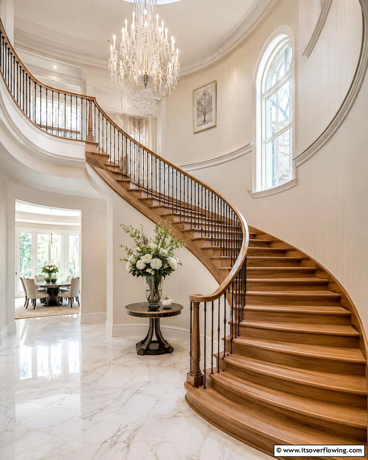 White Oak Stairs with Curved Design - 20 White Oak Staircase Ideas for a Modern and Warm Home