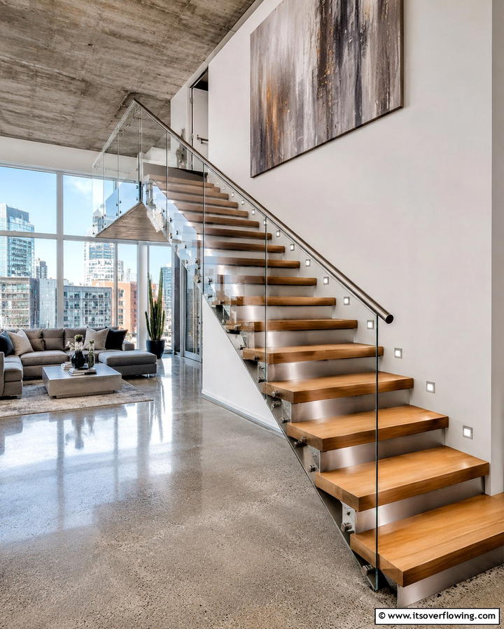 White Oak Stairs with Mixed Materials - 20 White Oak Staircase Ideas for a Modern and Warm Home