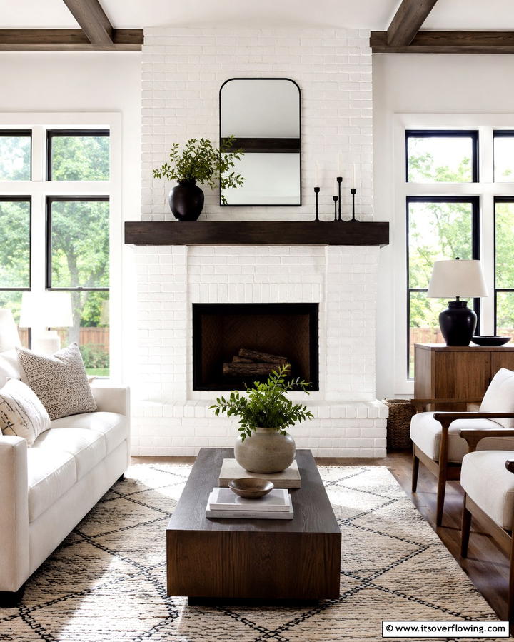 White Painted Brick - 25 Craftsman-style Fireplace Ideas- Classic & Elegant Designs